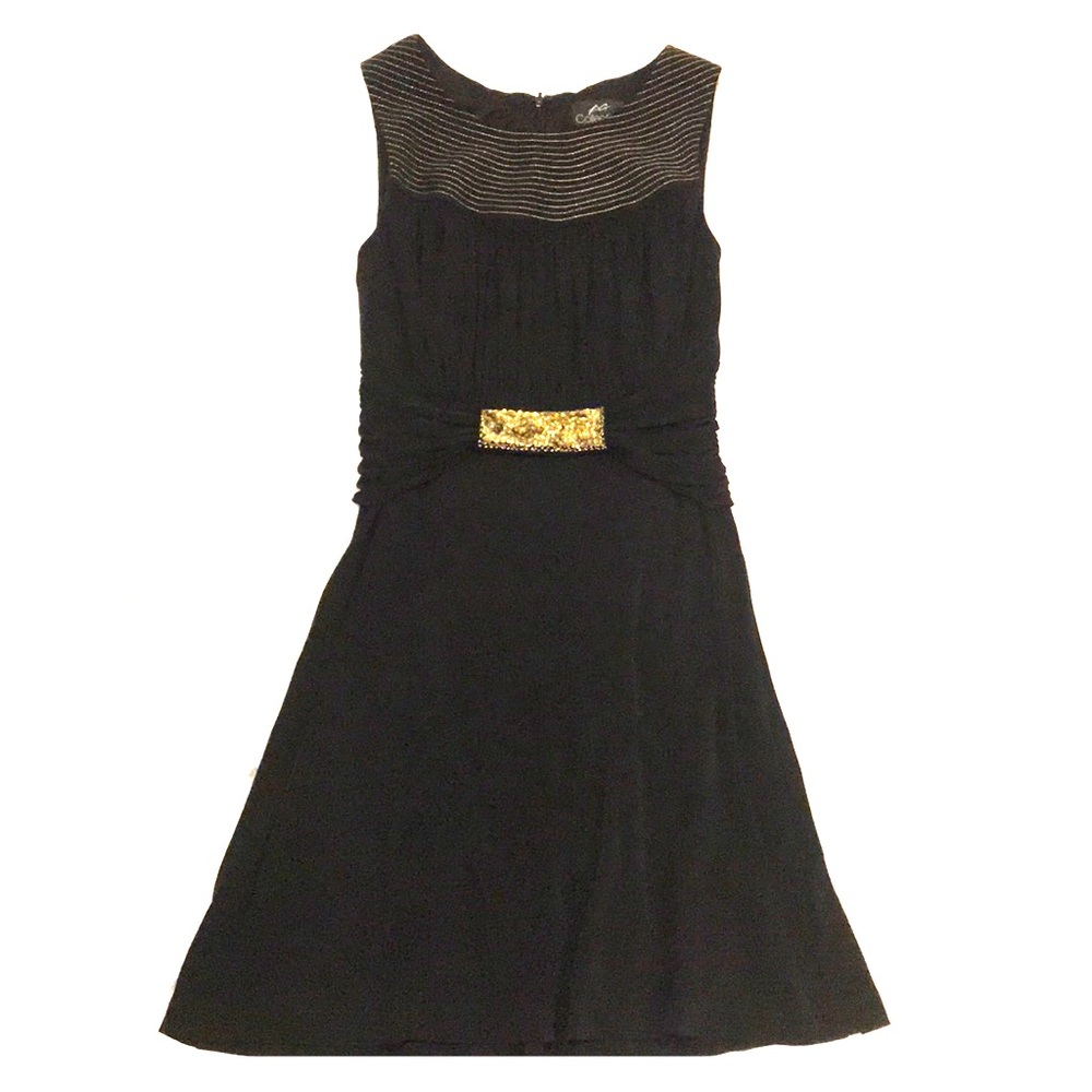 Black dress with gold accents